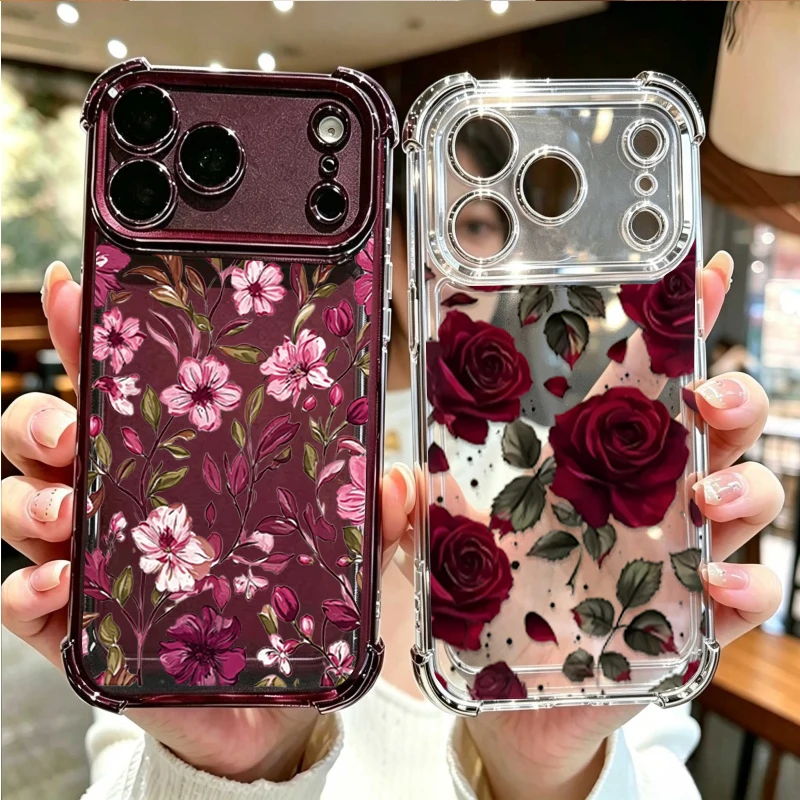 Vintage Floral Pattern Soft Case - Vintage-Hülle mit rotem Blumenmuster für Redmi