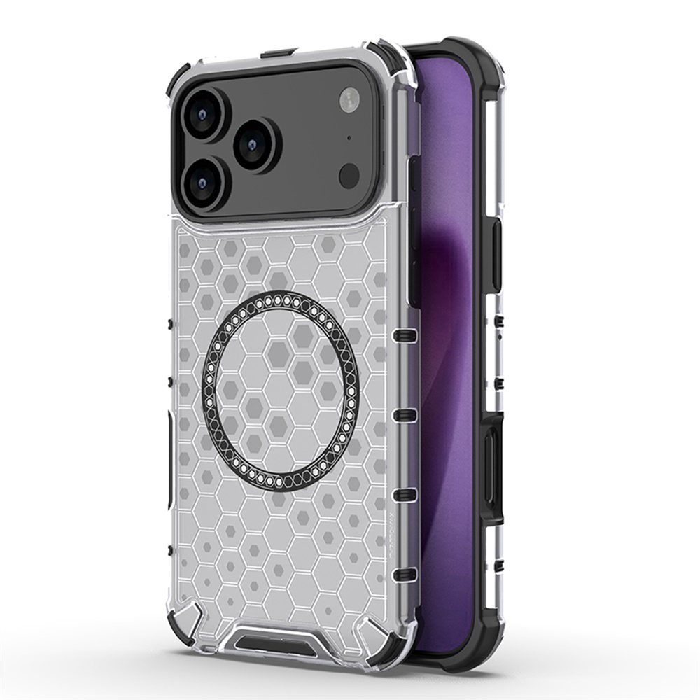 Clear Shockproof Bumper Case - Luxuriöse Transparente Waben-Magnetische Hülle für iPhone