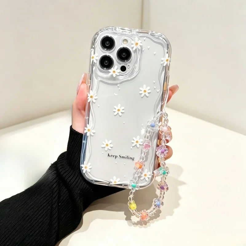 Niedliche Handyhülle mit Blume – Cute Cartoon Wrist Strap Silicone Case Bewertung und Preis